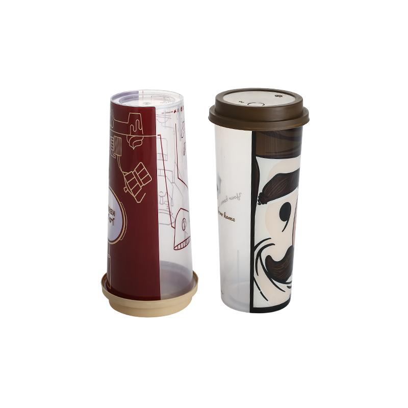 12oz/380ml elongated PP plastic coffee cups with tinted lids