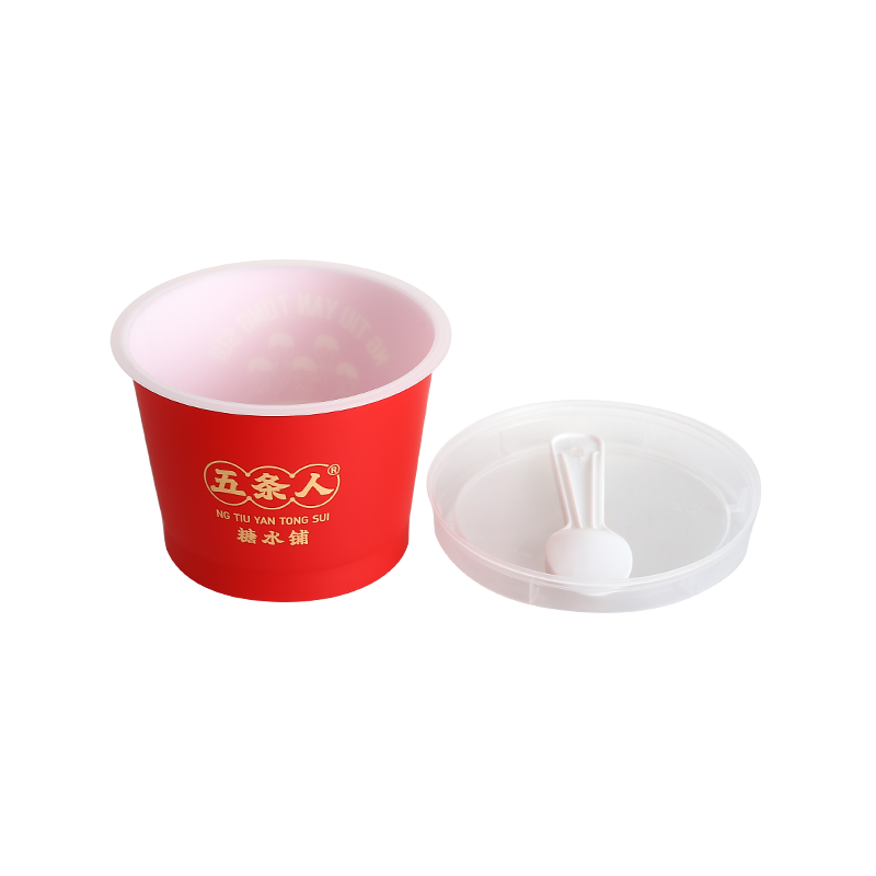 6oz/200ml PP plastic smoothies cups with plastic clear lid and spoon