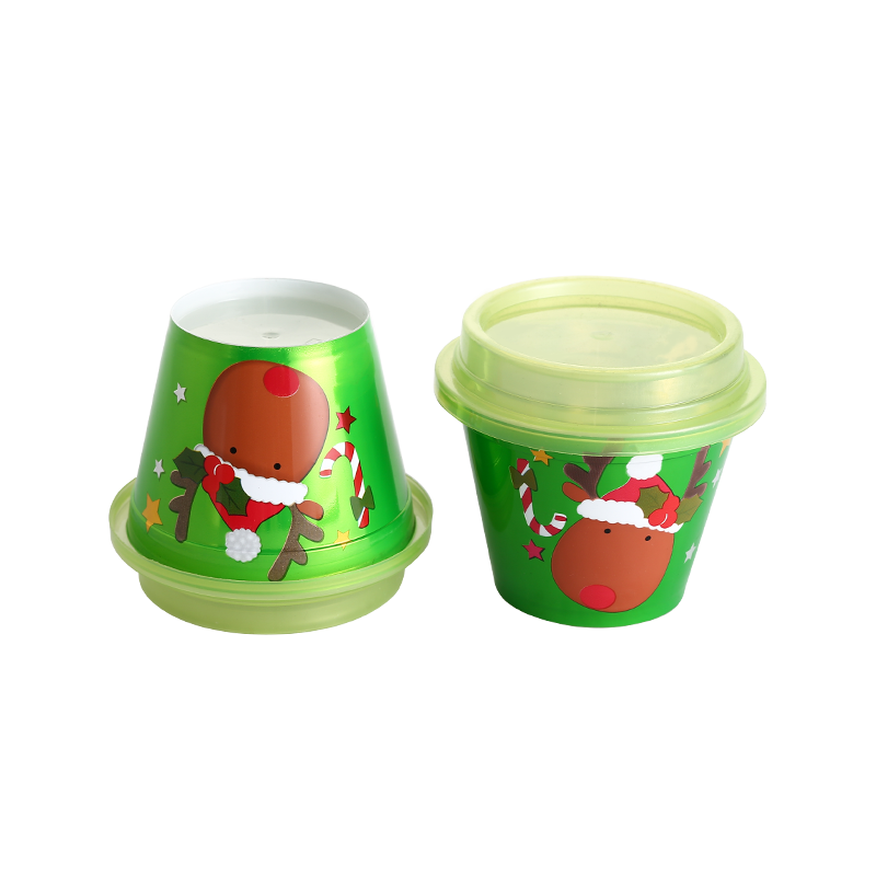 6oz/200ml cartoon PP plastic milkshake cup with lid
